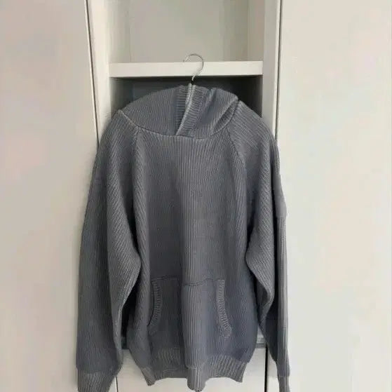 [BUNJANG] Sansan Gear Knit Hoodie Blue / 산산기어 니트 후드티 블루