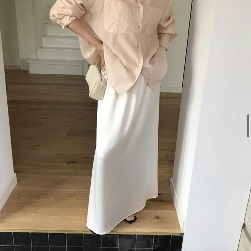 [BUNJANG] Sys Satin Maxi Skirt Creamivory / Sys 시스 맥시 스커트