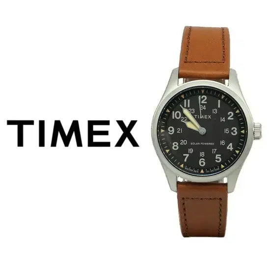[BUNJANG] Timex Solar Field Watch 36mm Black Dial Leather Band / 타이맥스 솔라 필드워치 풀박스 민트급