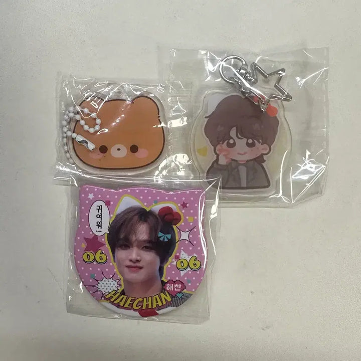 [BUNJANG] NCT Haechan Birthday Cafe Keychain, Badge Bundle Set / 엔시티 해찬 생카 키링 , 뱃지 일괄 양도