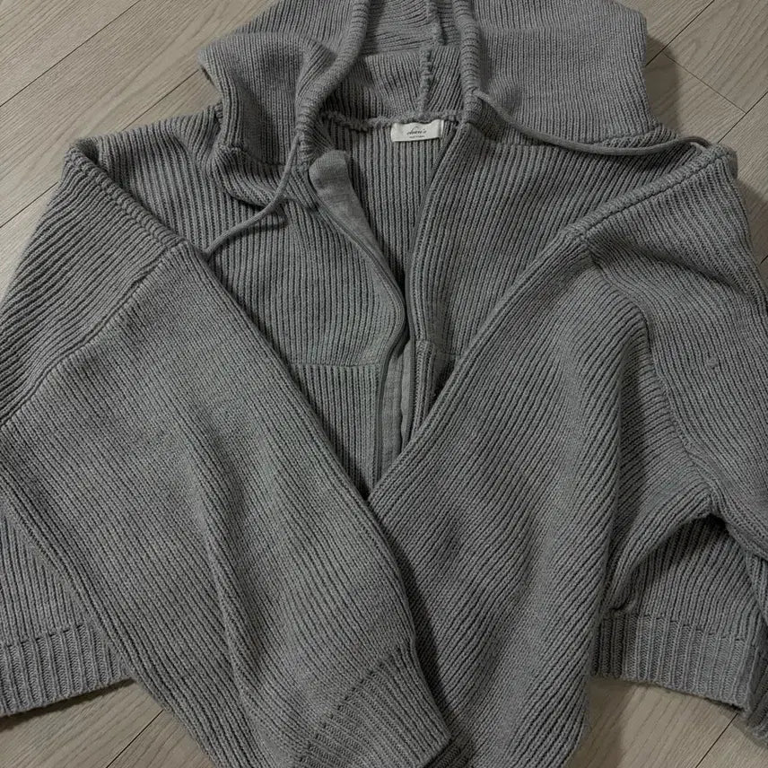 [BUNJANG] Knit Hooded Zip-Up Gray / 니트 후드 집업 그레이