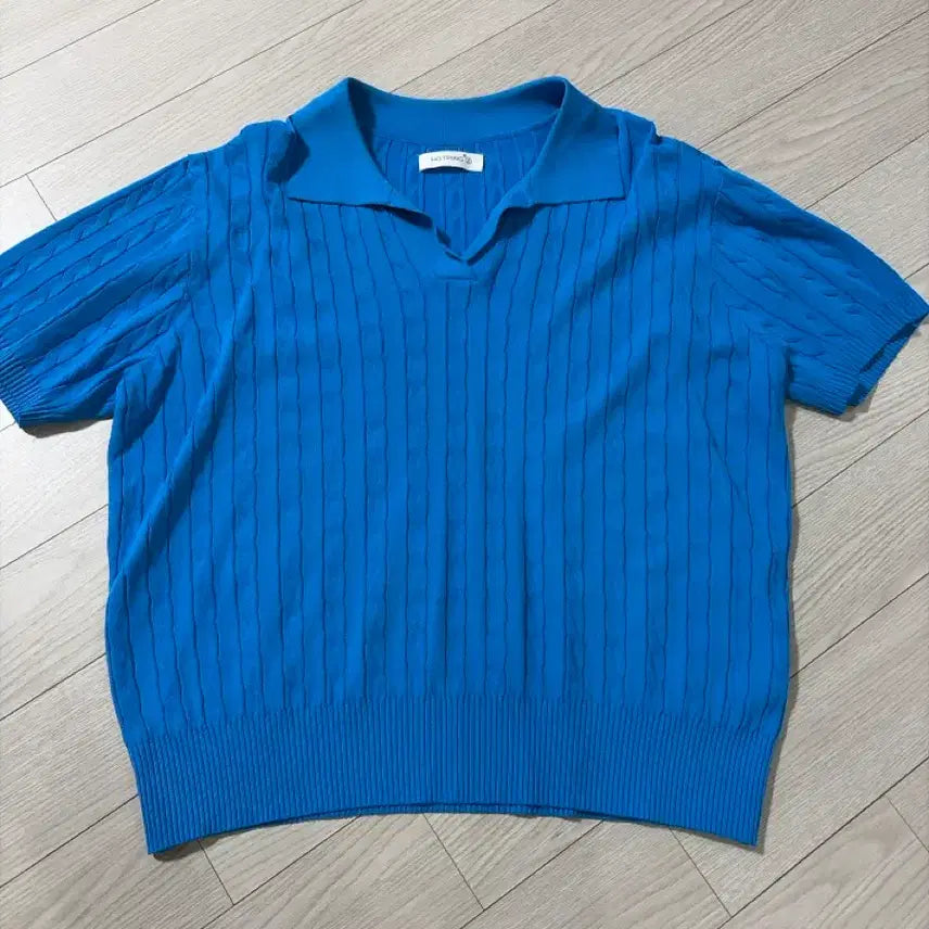[BUNJANG] HOTPING Blue Cable Short Sleeve Knit / HOTPING 블루 케이블 반팔 니트
