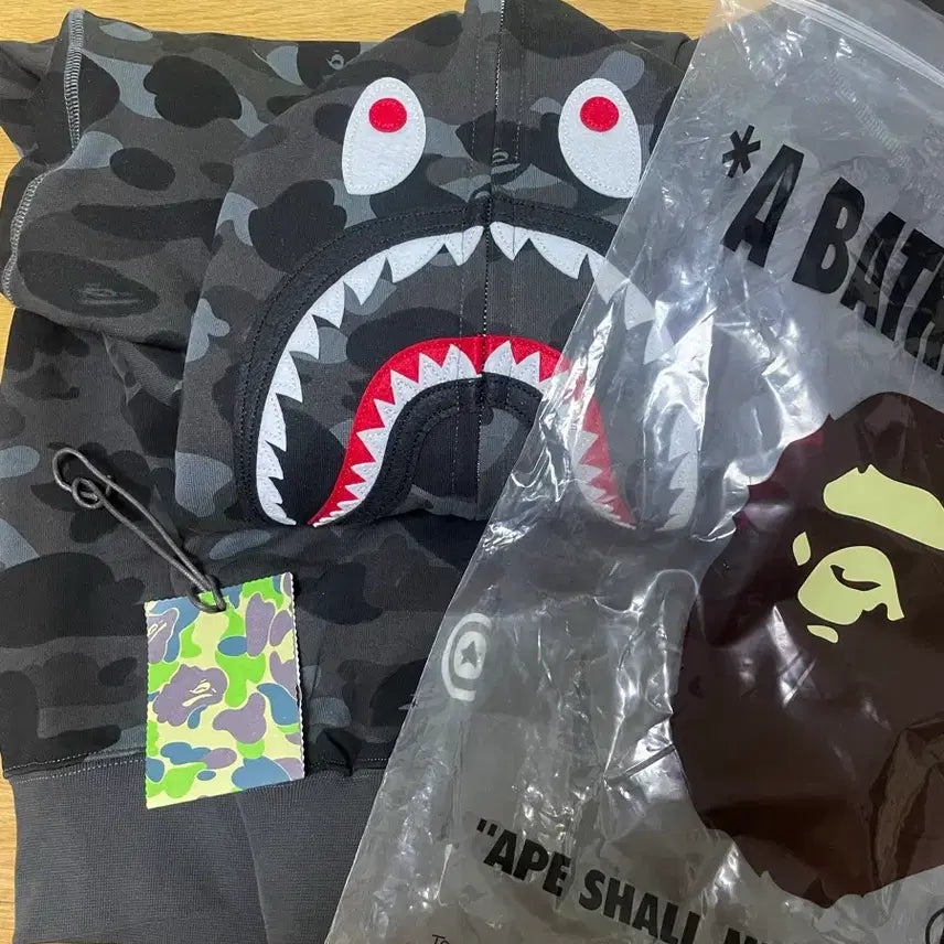 [BUNJANG] BAPE Shark Hoodie Black L / 베이프 샤크후드 흑계 L