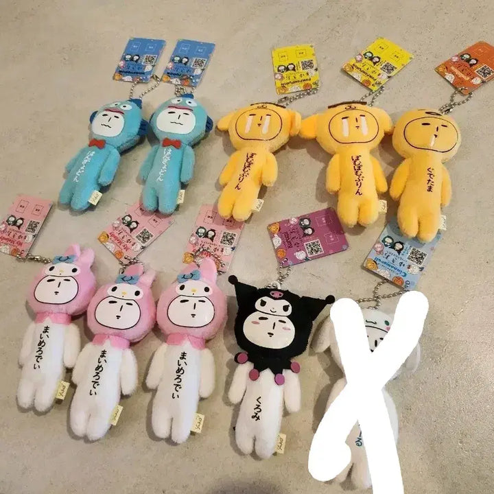 [BUNJANG] Yukio Sanrio Characters Hangyodon, Pompompurin, My Melody, Kuromi Keychain Set / 유키오 산리오 한교동 폼폼푸린 마이멜로디 쿠로미 시나모롤 구데타마 키링