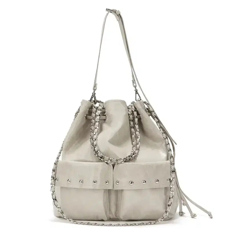 [BUNJANG] DEINET 5-Way Studded Pocket Multi Bag - Beige / 다이닛 DEINET 5웨이 스터드 포켓 멀티백 베이지