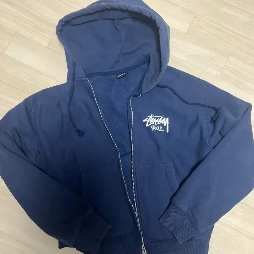 [BUNJANG] Stussy Seoul Hooded Zip-Up Navy M / 스투시 서울후드집업 네이비