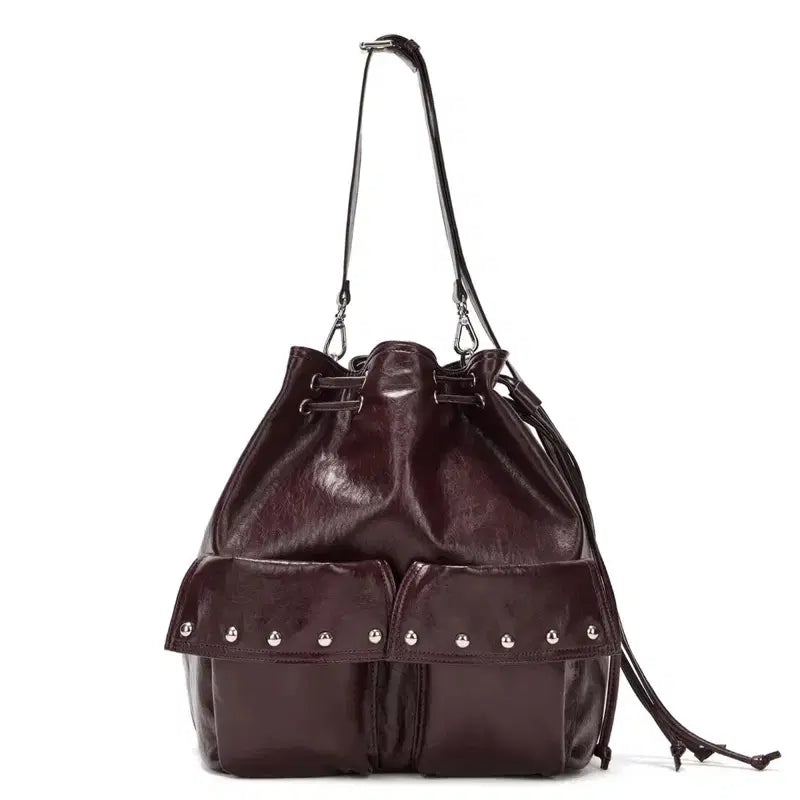 [BUNJANG] DEINET 5-Way Studded Pocket Multi Bag Burgundy / 다이닛 DEINET 5웨이 스터드 포켓 멀티백 버건디