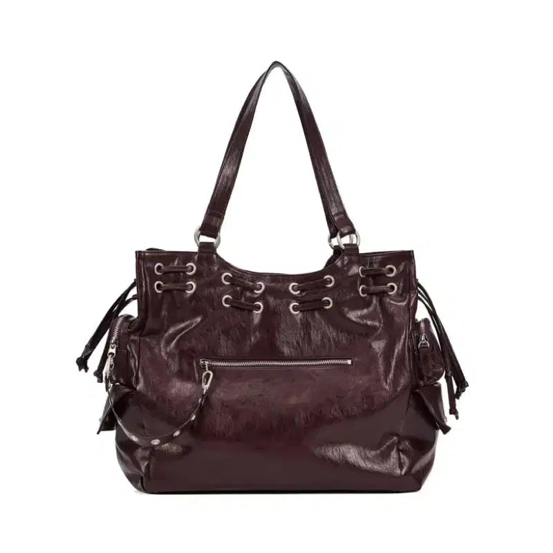 [BUNJANG] DEINET New Stud String Big Bag Burgundy / 다이닛 DEINET 뉴 스터드 스트링 빅백 버건디