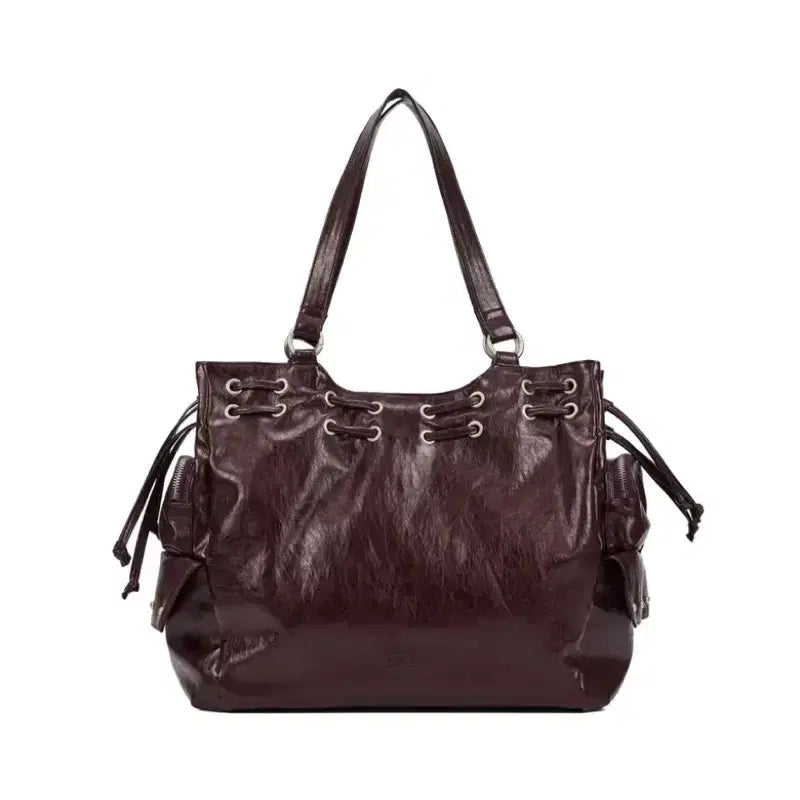 [BUNJANG] DEINET New Stud String Big Bag Burgundy / 다이닛 DEINET 뉴 스터드 스트링 빅백 버건디