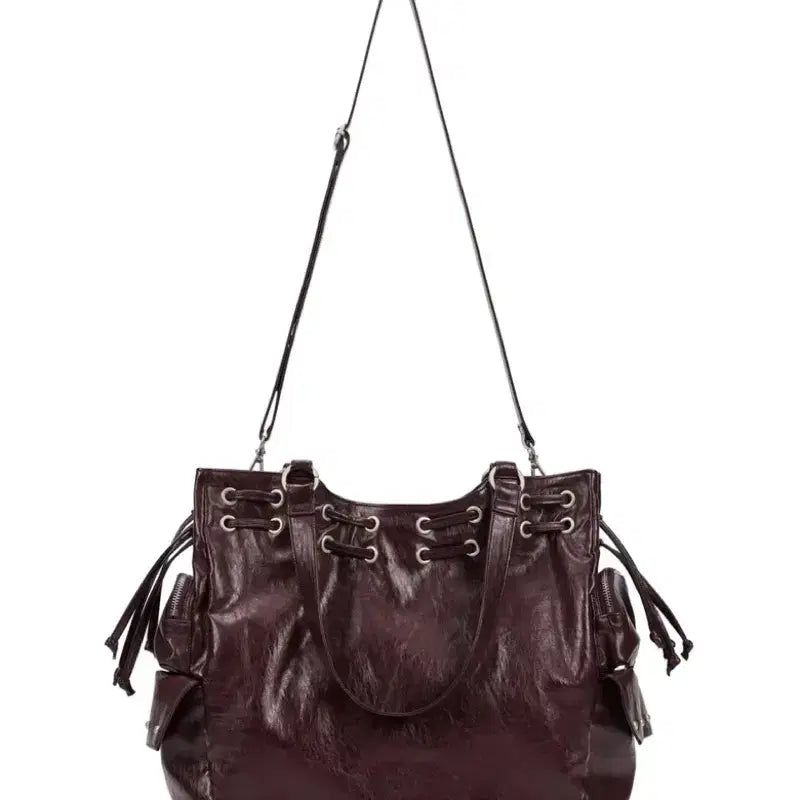 [BUNJANG] DEINET New Stud String Big Bag Burgundy / 다이닛 DEINET 뉴 스터드 스트링 빅백 버건디