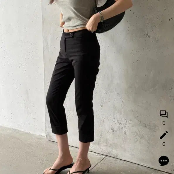 [BUNJANG] Asselin Black Capri Pants Slacks / 아셀린 블랙 카프리 팬츠 슬랙스 새상품