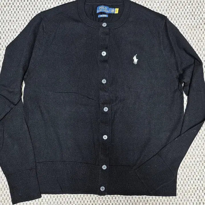 [BUNJANG] Polo Ralph Lauren Black 100% Cotton Cardigan / (정품) 폴로 랄프로렌 블랙 코튼 100% 가디건