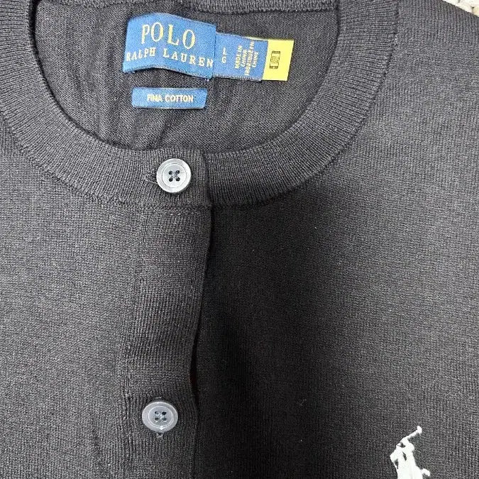 [BUNJANG] Polo Ralph Lauren Black 100% Cotton Cardigan / (정품) 폴로 랄프로렌 블랙 코튼 100% 가디건