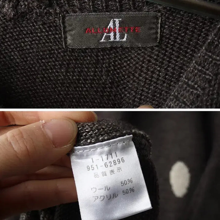 [BUNJANG] ALLUMETTE Dot Pattern Pocket Knit Dress / ALLUMETTE 50%울 빈티지도트패턴포켓니트원피스 라떼갸루 모리룩