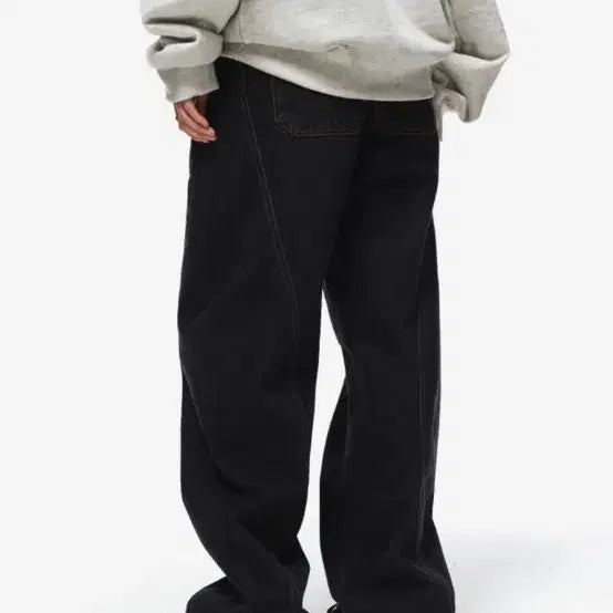 [BUNJANG] Compagno Curved Wide Denim Pants Black M / 꼼파뇨 커브드 와이드 데님 팬츠 블랙 M