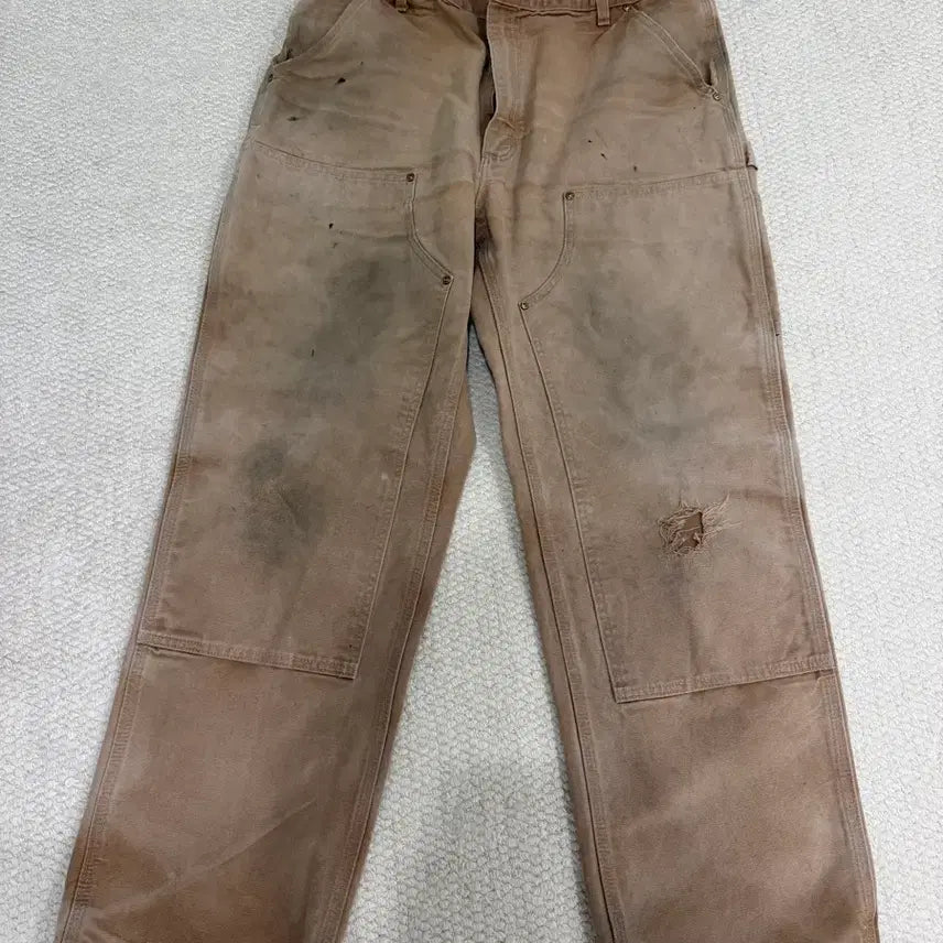 [BUNJANG] Carhartt Original USA Double Knee B01 Fading Beige Work Pants 36x32 / 오리지널 USA 칼하트 더블니 페이딩 베이지 B01 36x32