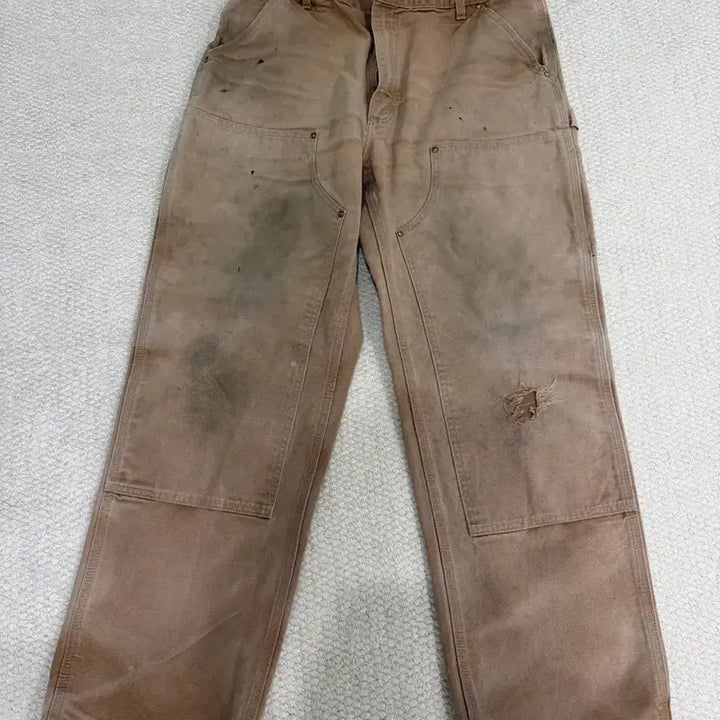 [BUNJANG] Carhartt Original USA Double Knee B01 Fading Beige Work Pants 36x32 / 오리지널 USA 칼하트 더블니 페이딩 베이지 B01 36x32