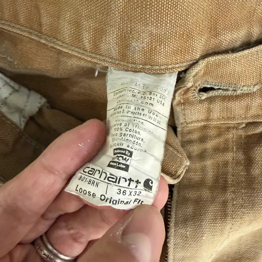 [BUNJANG] Carhartt Original USA Double Knee B01 Fading Beige Work Pants 36x32 / 오리지널 USA 칼하트 더블니 페이딩 베이지 B01 36x32