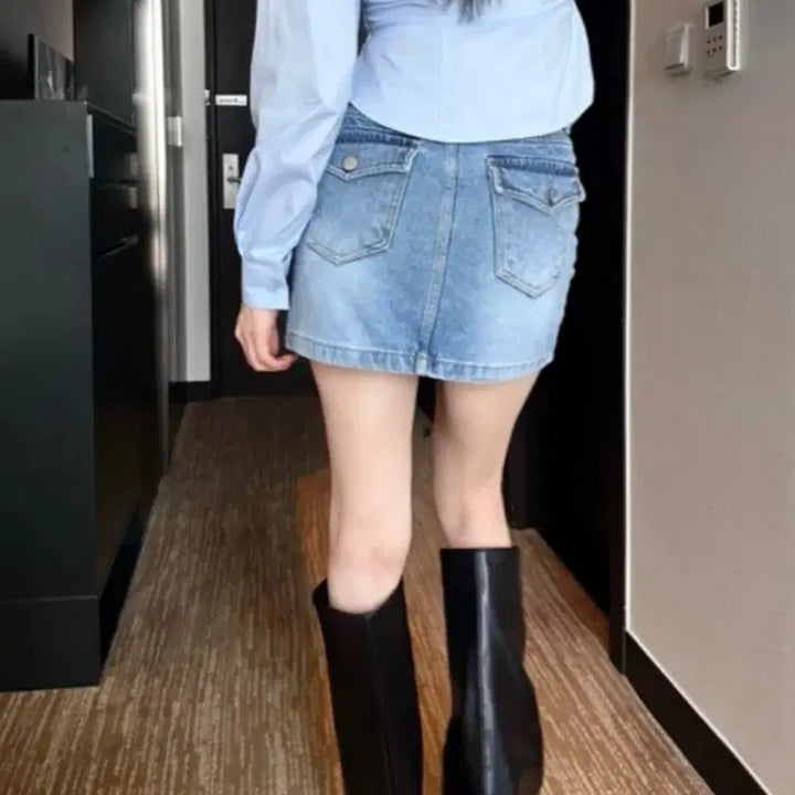 [BUNJANG] Pocket Denim Skirt S / 포켓 데님 청스커트 S