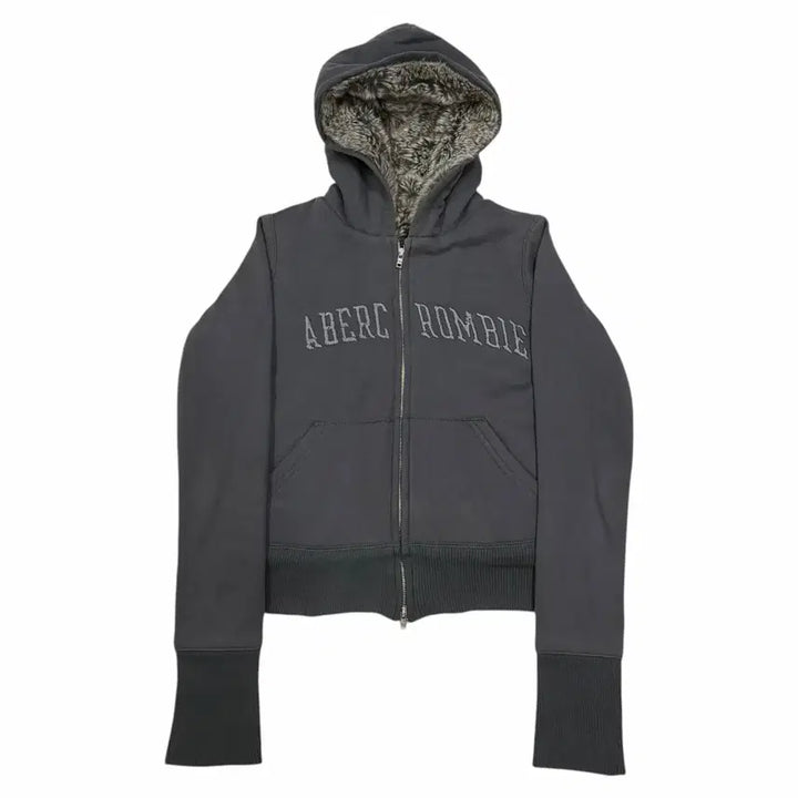 [BUNJANG] Abercrombie &amp; Fitch Woolrich Fur Hooded Zip-Up Jacket Grey M / 아베크롬비 빈티지 딱붙핏 울프죠 퍼 후드집업 Y2K 자켓 그레이 M