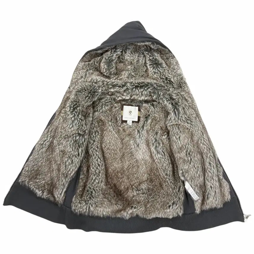 [BUNJANG] Abercrombie &amp; Fitch Woolrich Fur Hooded Zip-Up Jacket Grey M / 아베크롬비 빈티지 딱붙핏 울프죠 퍼 후드집업 Y2K 자켓 그레이 M