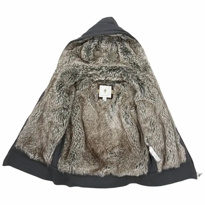 [BUNJANG] Abercrombie &amp; Fitch Woolrich Fur Hooded Zip-Up Jacket Grey M / 아베크롬비 빈티지 딱붙핏 울프죠 퍼 후드집업 Y2K 자켓 그레이 M