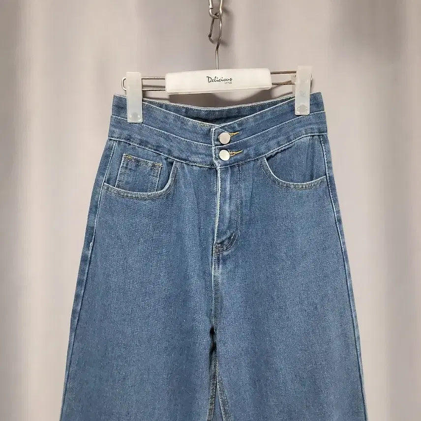 [BUNJANG] Two-Button Wide Denim Pants / 투버튼 와이드 데님