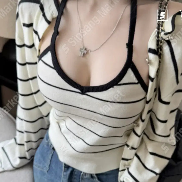 [BUNJANG] Sleeveless Cardigan Set / 나시가디건세트