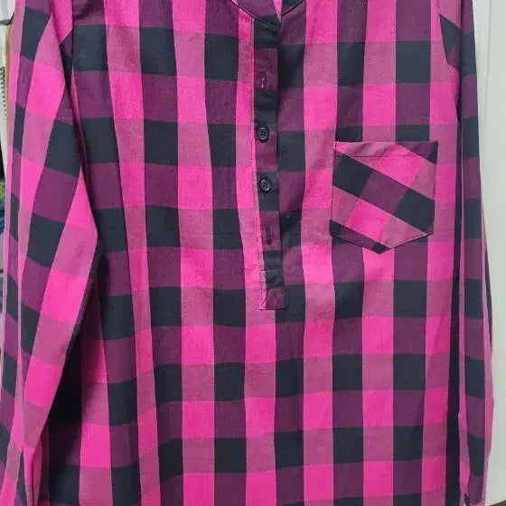 [BUNJANG] Pink Black Check Shirt / 핑크 블랙 체크 남방 셔츠