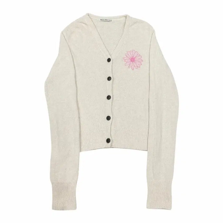 [BUNJANG] Mardi Mercredi Mohair Flower Cardigan Ivory Pink / 마르디 메크르디 모헤어 플라워 가디건 아이보리 핑크