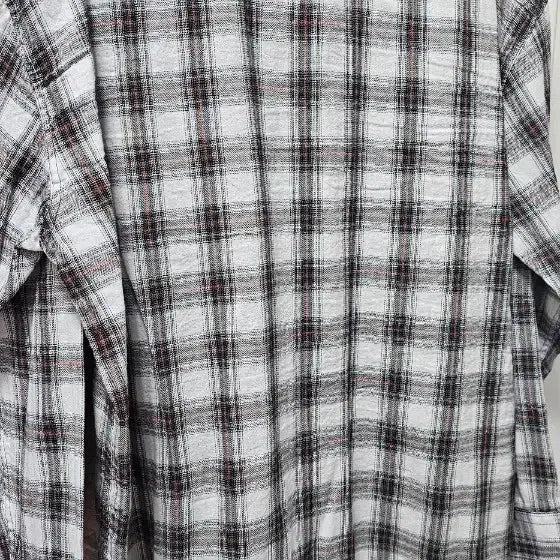 [BUNJANG] White Checkered Long-Sleeve Shirt / 화이트 체크 남방
