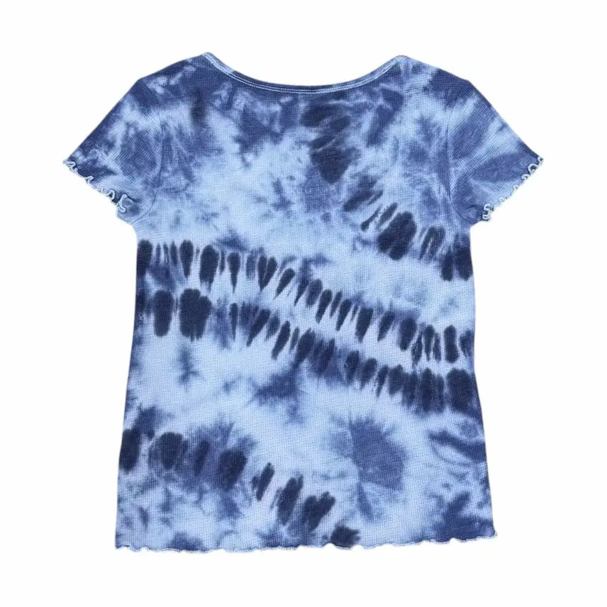 [BUNJANG] Vintage Tie-Dye Wave Short Sleeve T-Shirt Blue / 빈티지 타이다이 딱붙핏 물결 반팔티 블루
