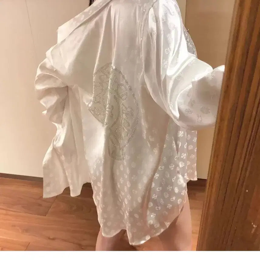 [BUNJANG] Imported Silk Cubic Chrome Shirt / 수입 실크 큐빅 크롬셔츠 새상품 에이블리