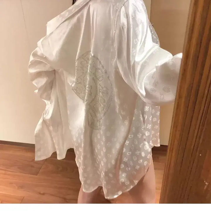 [BUNJANG] Imported Silk Cubic Chrome Shirt / 수입 실크 큐빅 크롬셔츠 새상품 에이블리