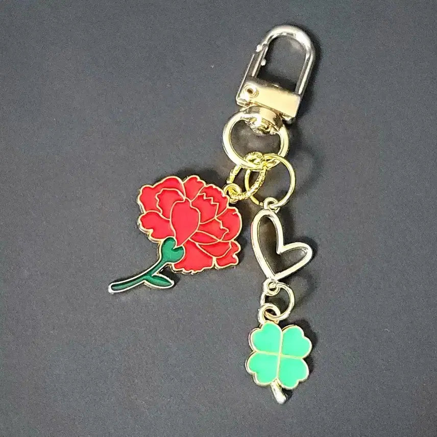 [BUNJANG] Carnation Clover Keyring / 스승의날 카네이션 클로버 키링