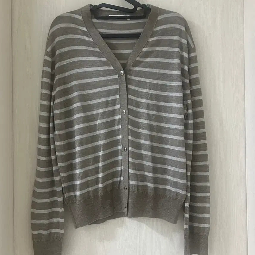 [BUNJANG] The Cashmere Stripe Cashmere Silk Blend Cardigan / 더캐시미어 스트라이프 캐시미어 실크혼방 가디건 85(새제품)