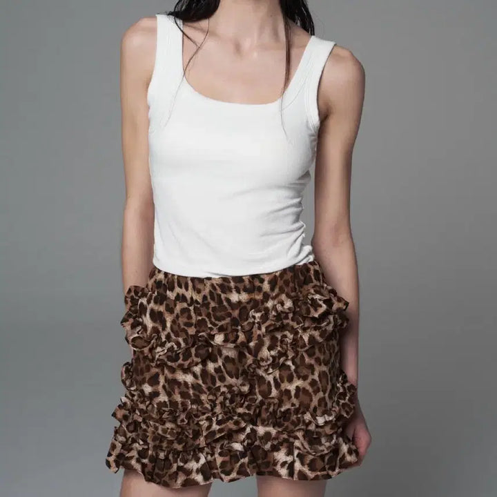 [BUNJANG] Settle For Woman Leopard Frill Skirt / settle for woman Leopard frill sk