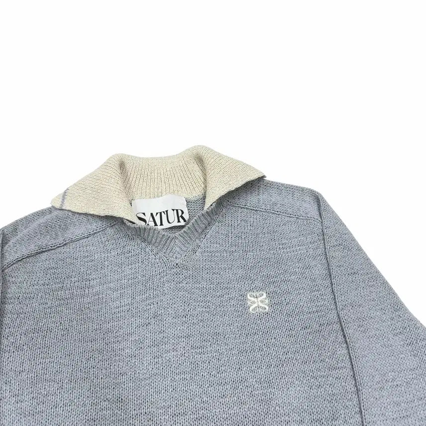 [BUNJANG] Setter Lausanne V-Neck Collar Knit Glacier Grey XL / 세터 로잔 브이넥 칼라 니트 글레이셔 그레이 XL