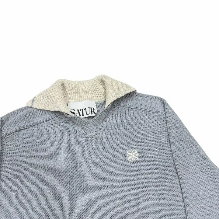 [BUNJANG] Setter Lausanne V-Neck Collar Knit Glacier Grey XL / 세터 로잔 브이넥 칼라 니트 글레이셔 그레이 XL