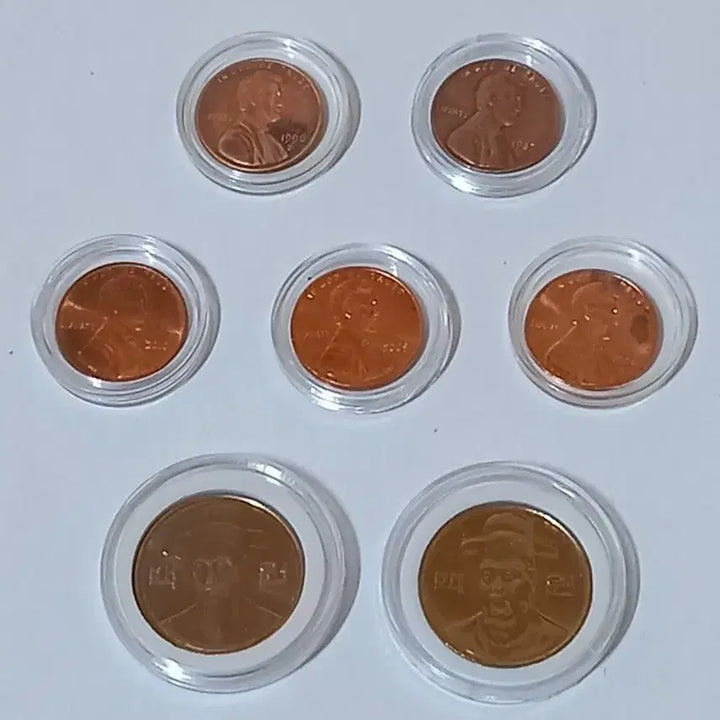 [BUNJANG] Lincoln Cents &amp; 100 Won Coins Bundle (2011, 2015) / 링컨센트 주화 &amp; 백원 동전 2015년 2011년 7점일괄