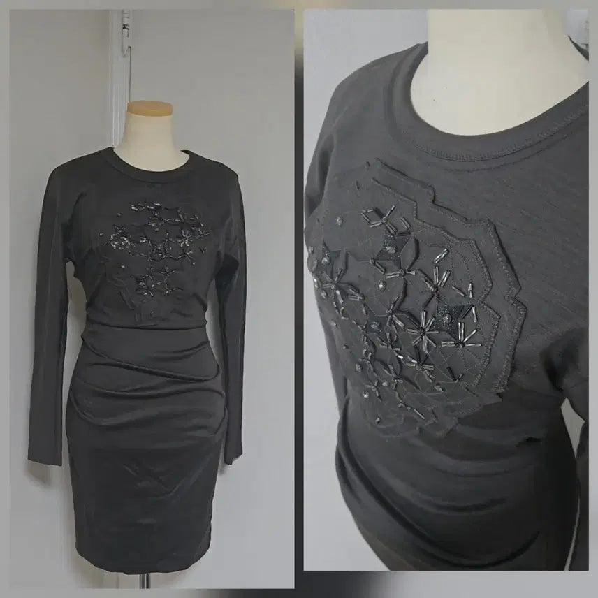 [BUNJANG] Objet Jersey Dress with Beaded Embellishment / 새상품급/오브제/저지 원피스
