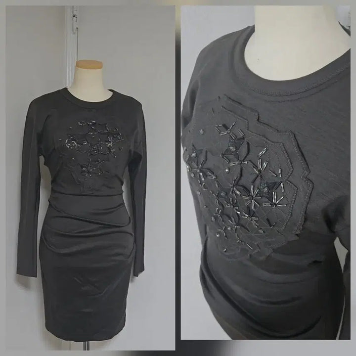 [BUNJANG] Objet Jersey Dress with Beaded Embellishment / 새상품급/오브제/저지 원피스