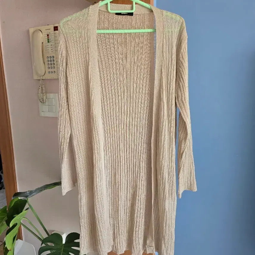 [BUNJANG] Beige Long Knit Cardigan / 베이지 롱 니트 가디건