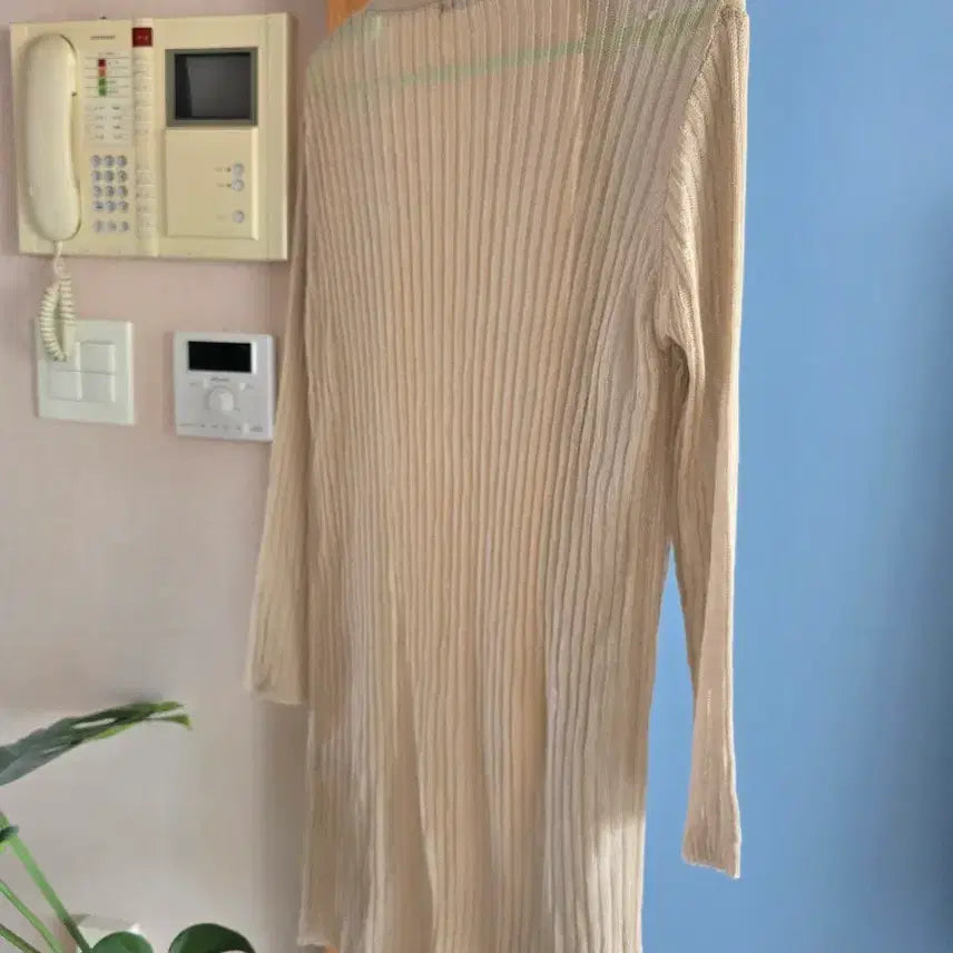 [BUNJANG] Beige Long Knit Cardigan / 베이지 롱 니트 가디건