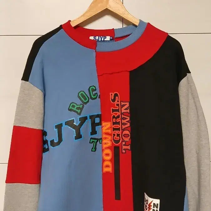 [BUNJANG] SJYP Color Block Sweatshirt - Size M / SJYP 컬러 블록 맨투맨 티셔츠 M사이즈