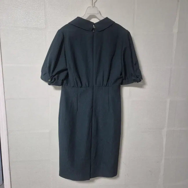 [BUNJANG] LINE Half-Sleeve Collar Midi Dress Dark Green / LINE 반팔 카라 원피스 다크그린