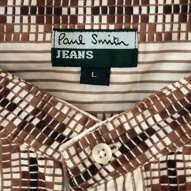 [BUNJANG] Paul Smith Jeans Ethnic Jacquard Collarless Short Sleeve Shirt - Size L / Paul Smith Jeans Jacquard Shirt [L]