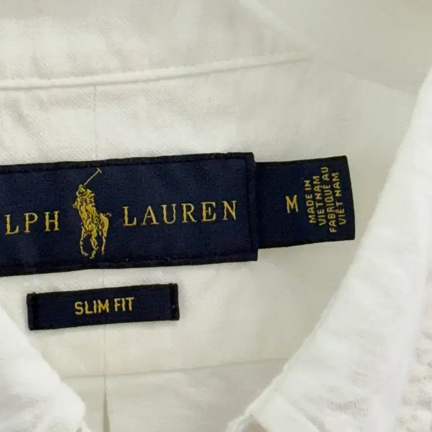 [BUNJANG] Polo Ralph Lauren White Slim Fit Short Sleeve Shirt (M) / 폴로 랄프로렌 화이트 슬림핏 반팔 셔츠 (M)