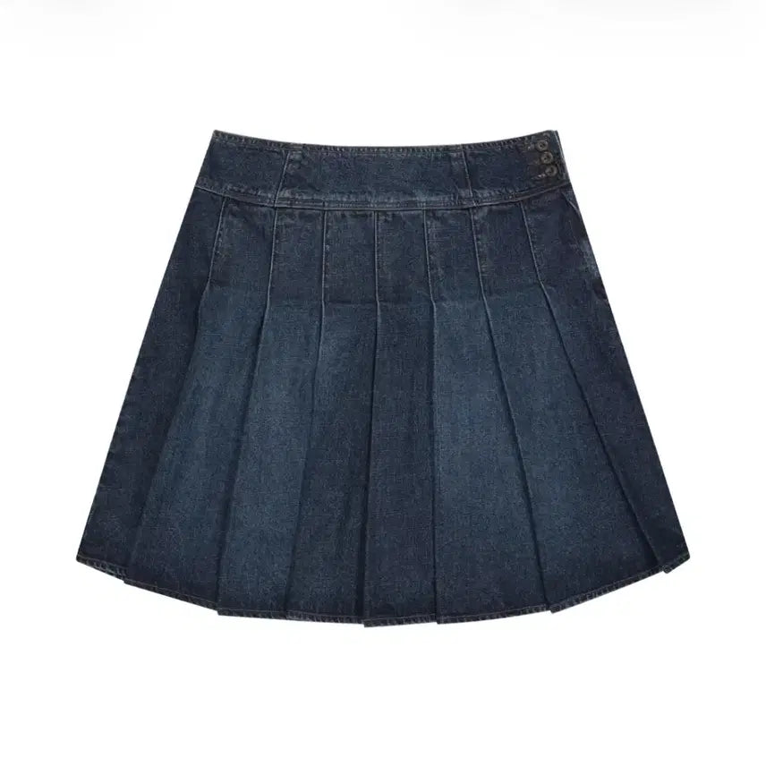 [BUNJANG] Koiseo Deep Denim Pleated Skirt Navy / 코이세이오 딥 데님 플리츠 스커트 네이비