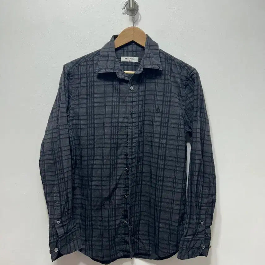 [BUNJANG] Beanpole Check Long-Sleeve Shirt Black M / 빈폴 체크 긴팔 셔츠 블랙 M